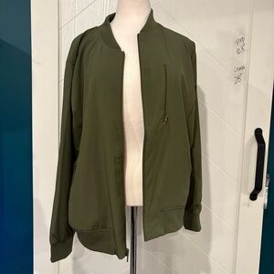 Banana Republic Sport Flyweight Bomber‎ Jacket Green Zipper Pocket Stretch XL